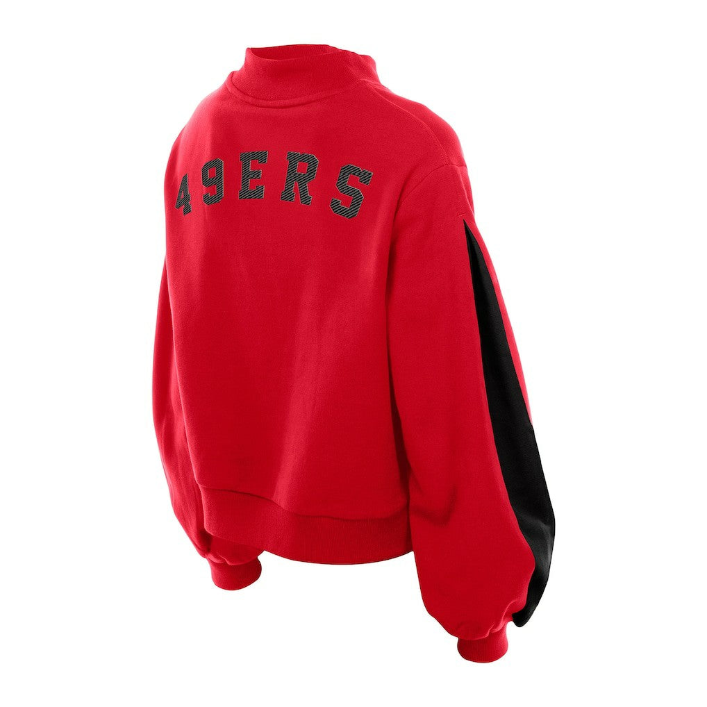 San Francisco 49ers New Era Women's Sport Night Mock Neck Balloon Sleeve Pullover Sweatshirt - Scarlet on sale