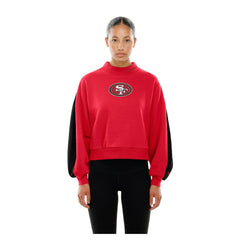 San Francisco 49ers New Era Women's Sport Night Mock Neck Balloon Sleeve Pullover Sweatshirt - Scarlet on sale