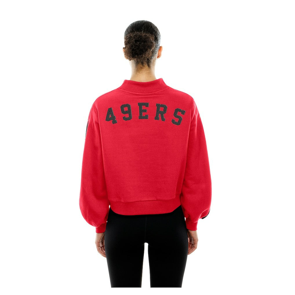 San Francisco 49ers New Era Women's Sport Night Mock Neck Balloon Sleeve Pullover Sweatshirt - Scarlet on sale