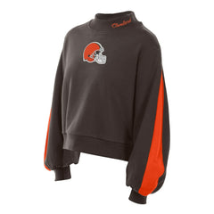 Cleveland Browns New Era Women's Sport Night Mock Neck Balloon Sleeve Pullover Sweatshirt - Brown outlet