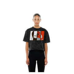 Cleveland Browns New Era Women's Boxy Cropped Sport Night Mineral Wash T-Shirt - Black on sale