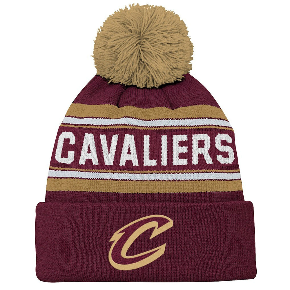 Cleveland Cavaliers Outerstuff Youth Backboard Jacquard Cuffed Knit Hat with Pom sale - Wine sale