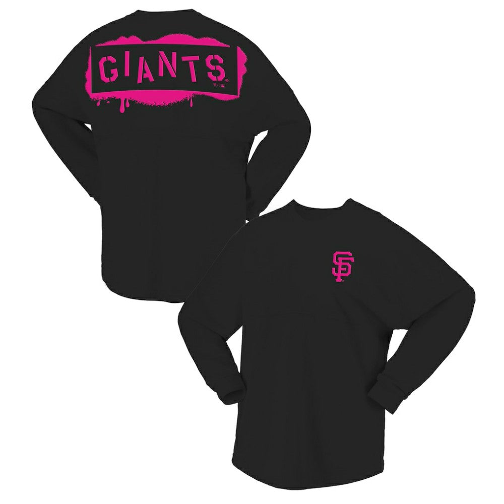 San Francisco Giants Women's Neon Jersey Long Sleeve T-Shirt - Black