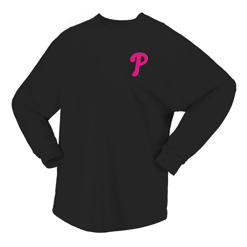Philadelphia Phillies Women's Neon Jersey Long Sleeve T-Shirt - Black