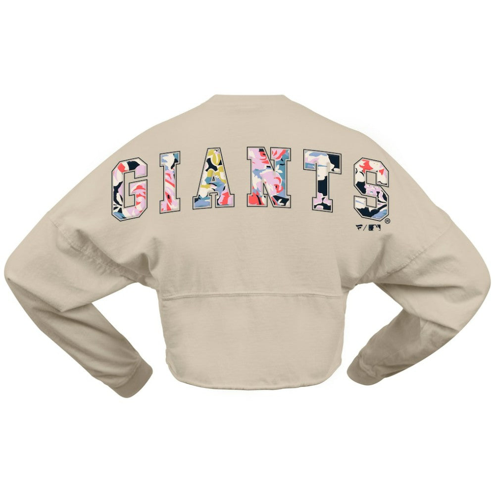 San Francisco Giants Women's Floral Preppy Cropped Long Sleeve T-Shirt - Cream