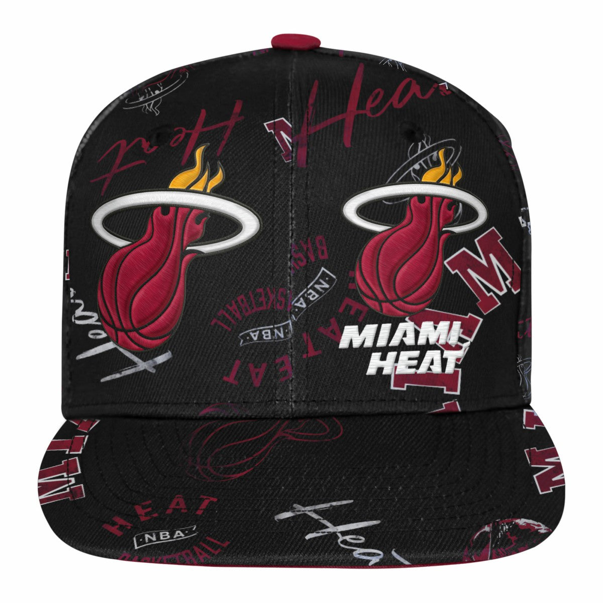 Miami Heat Outerstuff Youth Street Hooper Allover Print Snapback Hat - Black on sale