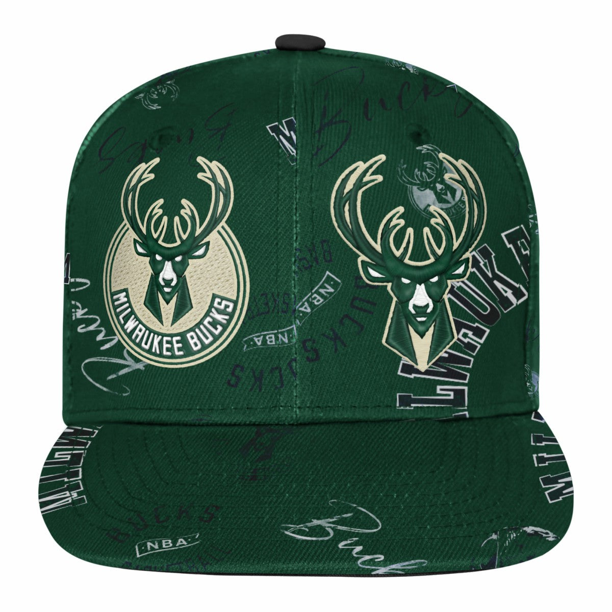 Milwaukee Bucks Outerstuff Youth Street Hooper Allover Print Snapback Hat - Hunter Green online