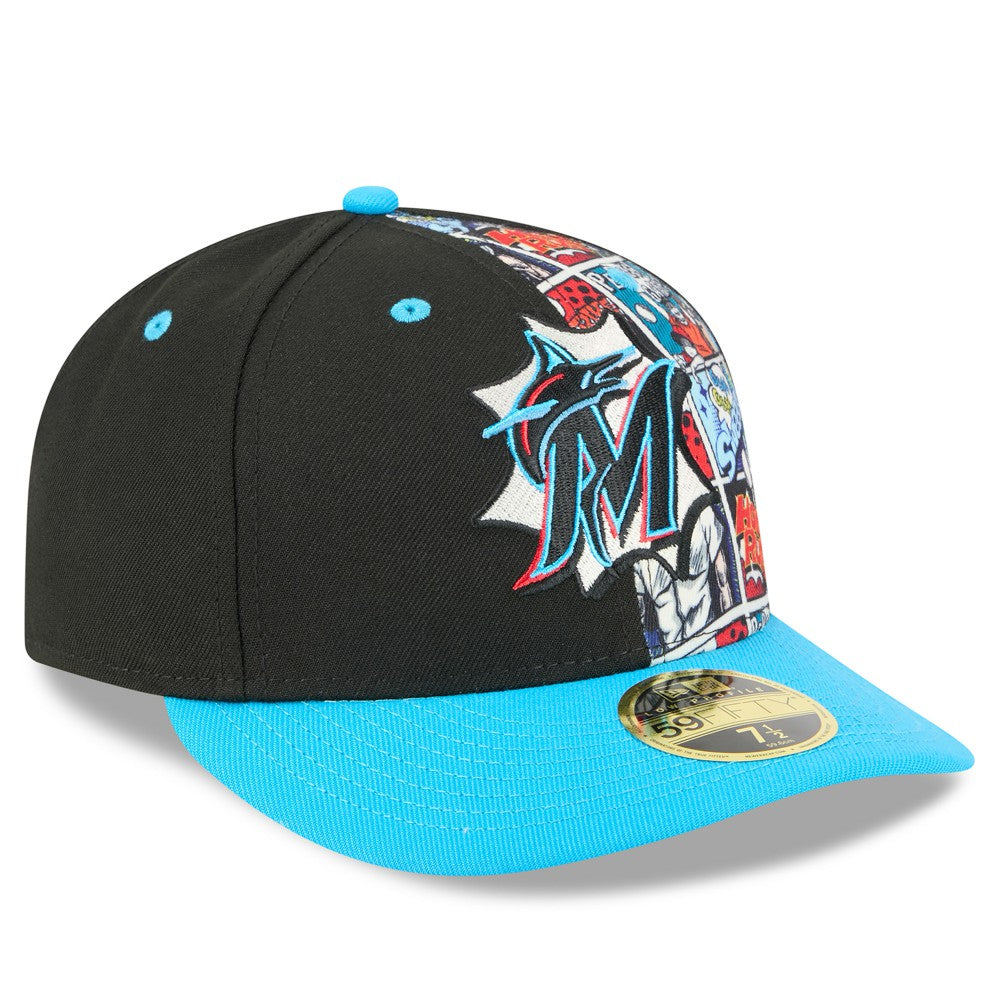 Miami Marlins 2025 MLB Diamond Hero Edition Low Profile 59FIFTY Fitted Hat - Black/Blue | New Era