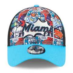 Miami Marlins Youth 2025 MLB Diamond Hero Edition A-Frame 9FORTY Adjustable Hat - Black/Blue | New Era