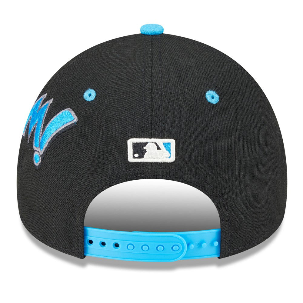Miami Marlins Youth 2025 MLB Diamond Hero Edition A-Frame 9FORTY Adjustable Hat - Black/Blue | New Era