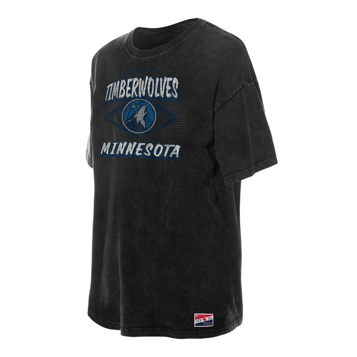 Minnesota Timberwolves Women's Throwback Mineral Wash Oversized T-Shirt - Black | New Era outlet