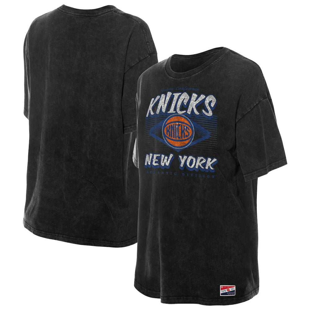 New York Knicks Women's Throwback Mineral Wash Oversized T-Shirt - Black | New Era on sale