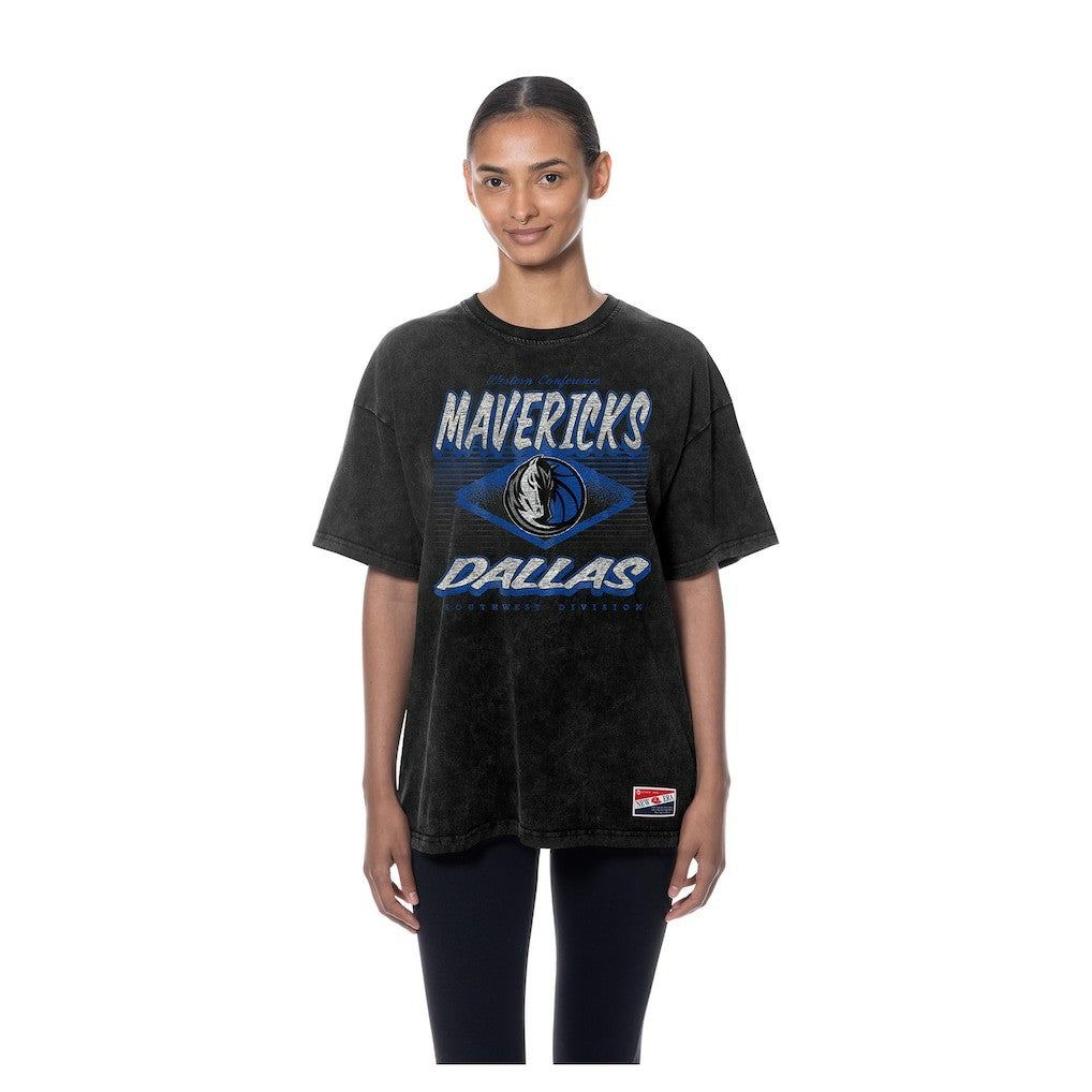 Dallas Mavericks Women's Throwback Mineral Wash Oversized T-Shirt sale - Black | New Era cheap