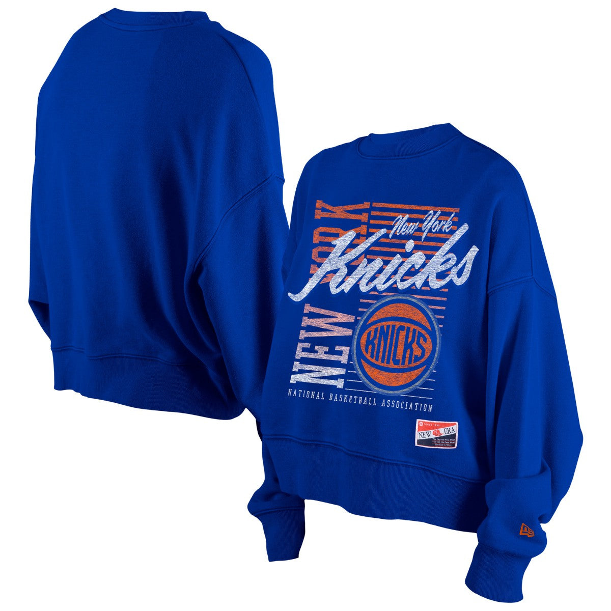 New York Knicks Women's Boxy Throwback Mineral Wash Sweatshirt - Blue | New Era sale