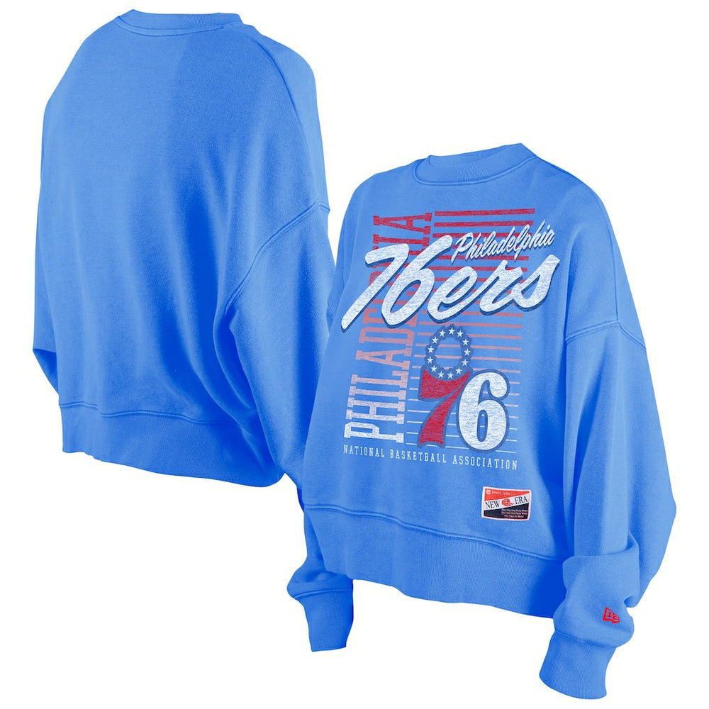 Philadelphia 76ers Women's Boxy Throwback Mineral Wash Sweatshirt - Royal | New Era online