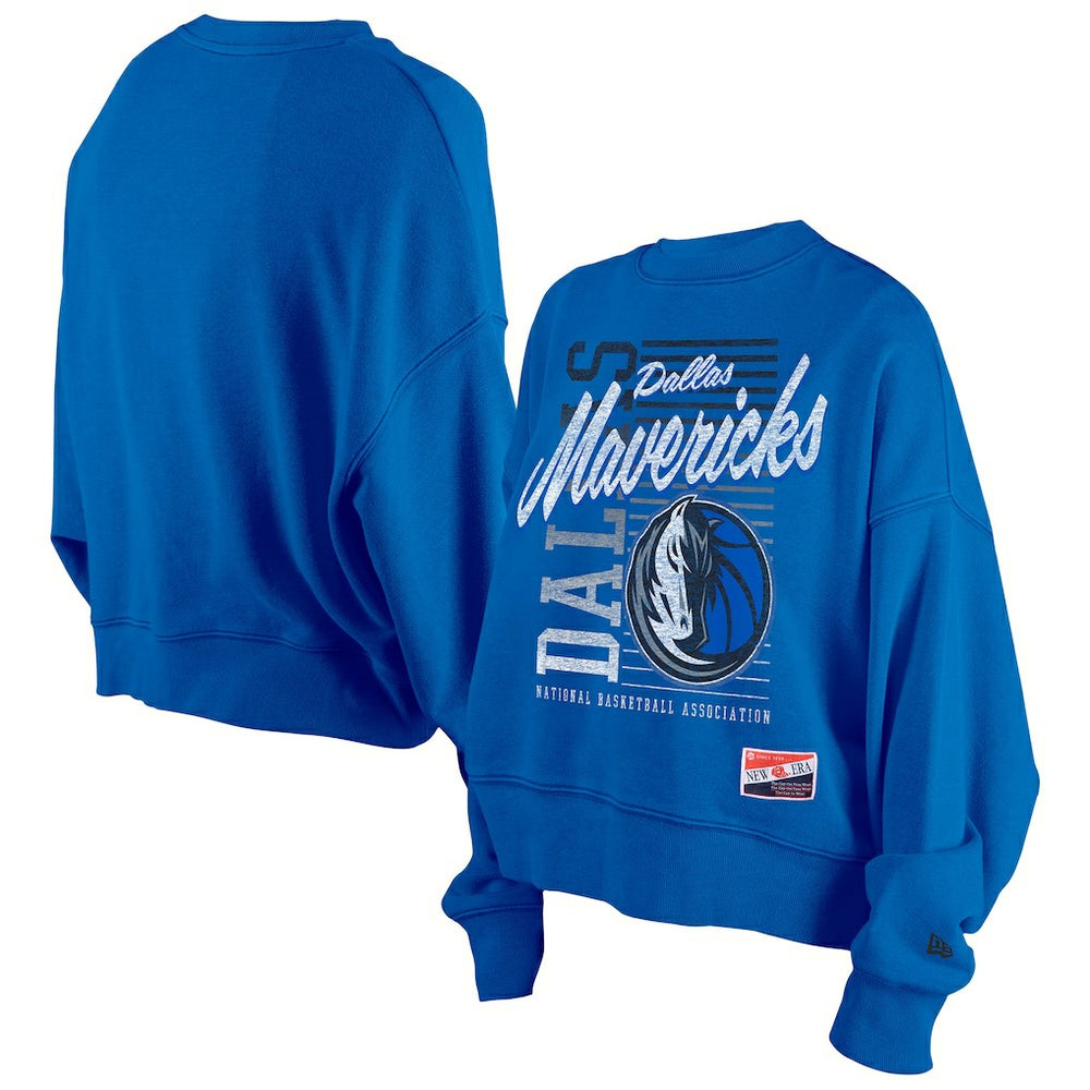 Dallas Mavericks Women's Boxy Throwback Mineral Wash Sweatshirt sale - Blue | New Era sale