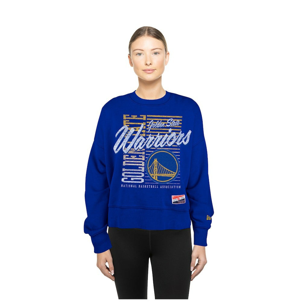 Golden State Warriors Women's Boxy Throwback Mineral Wash Sweatshirt sale - Royal | New Era shop
