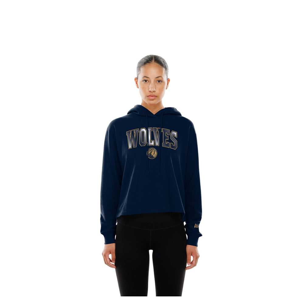 Minnesota Timberwolves Women's Glam Game Open Back Hoodie - Navy | New Era for sale