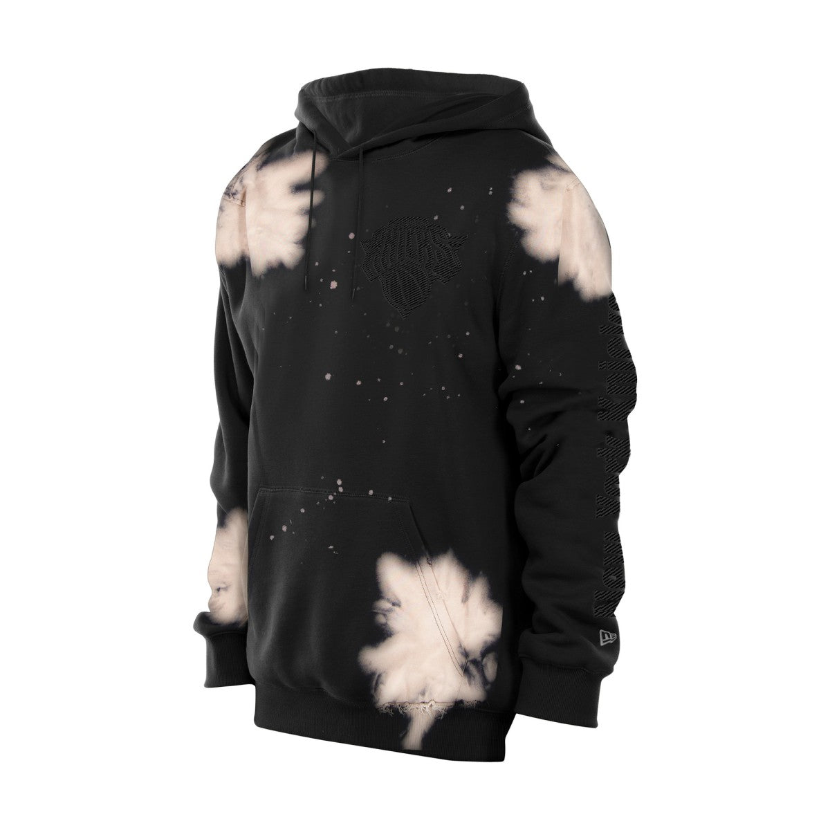 New York Knicks Injection Bleached Out Raw Edge Hoodie - Black | New Era cheap
