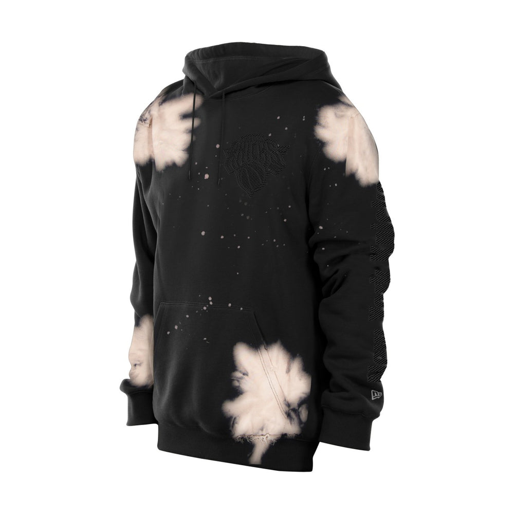 New York Knicks Injection Bleached Out Raw Edge Hoodie - Black | New Era cheap