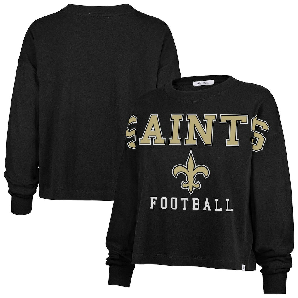 New Orleans Saints '47 Women's Outreach City Oversized Long Sleeve T-Shirt - Black on sale