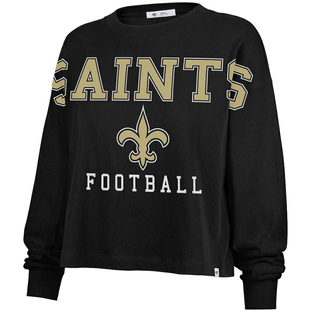 New Orleans Saints '47 Women's Outreach City Oversized Long Sleeve T-Shirt - Black on sale