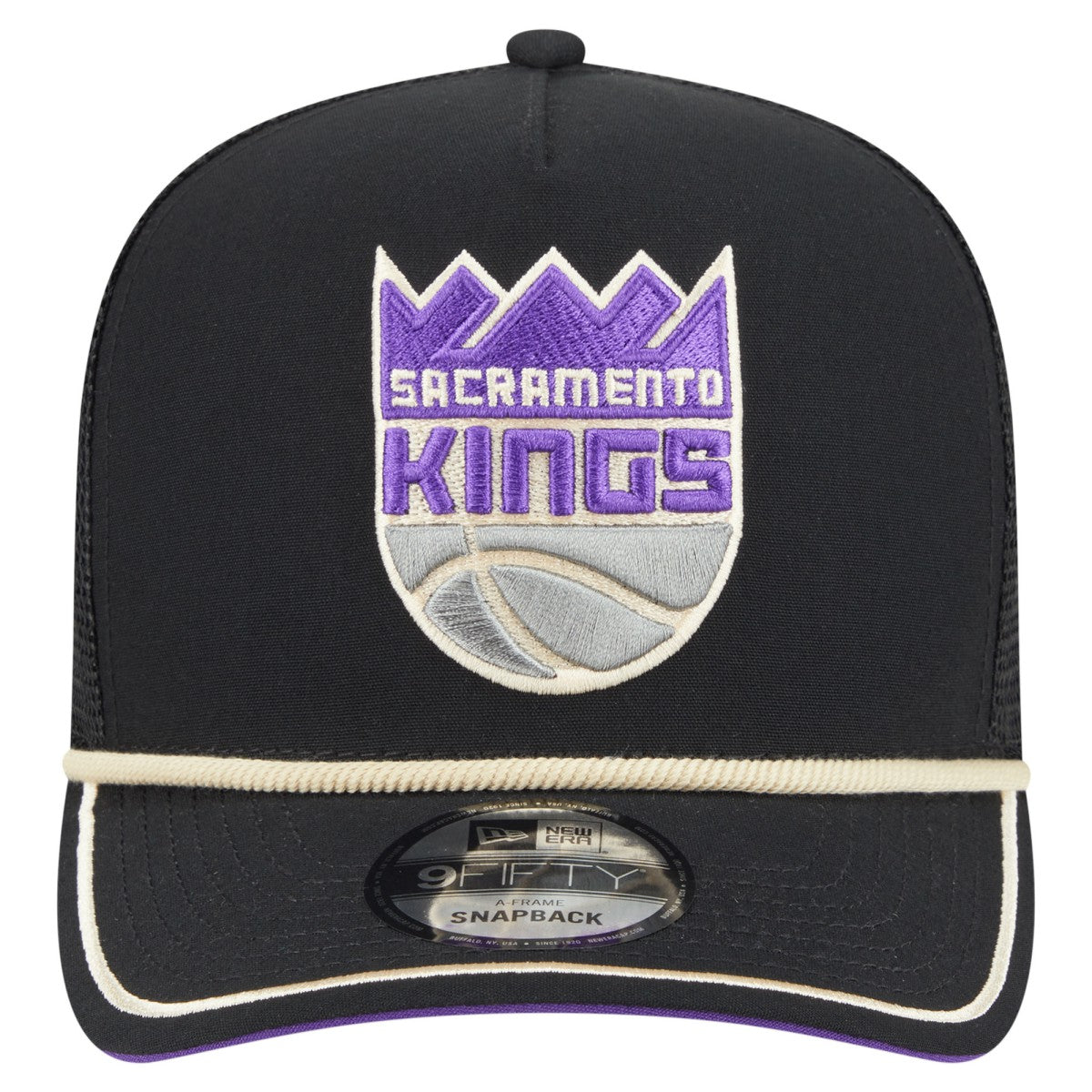 Sacramento Kings Vintage Team Rope A-Frame 9FIFTY Snapback Hat - Black | New Era shop