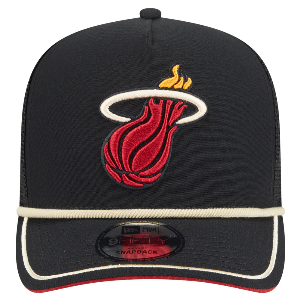 Miami Heat Vintage Team Rope A-Frame 9FIFTY Snapback Hat - Black | New Era online