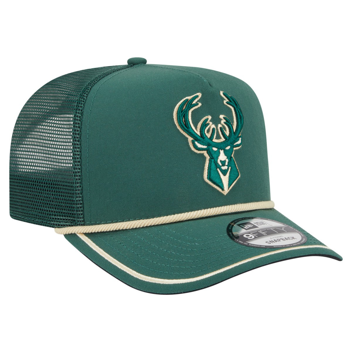 Milwaukee Bucks Vintage Team Rope A-Frame 9FIFTY Snapback Hat - Hunter Green | New Era discount