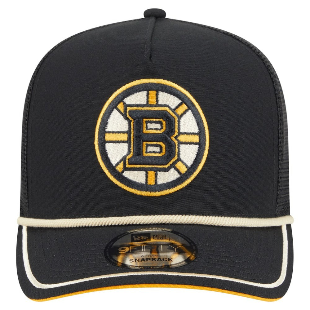 Boston Bruins New Era Vintage Team Rope A-Frame 9FIFTY Snapback Hat Black