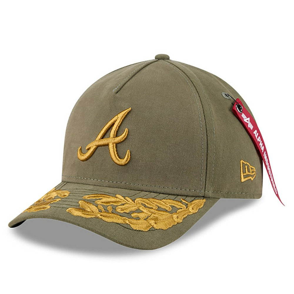 Atlanta Braves x Alpha Industries A-Frame 9FORTY Adjustable Hat - Olive | New Era