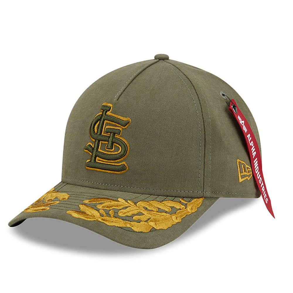 St. Louis Cardinals x Alpha Industries A-Frame 9FORTY Adjustable Hat - Olive | New Era