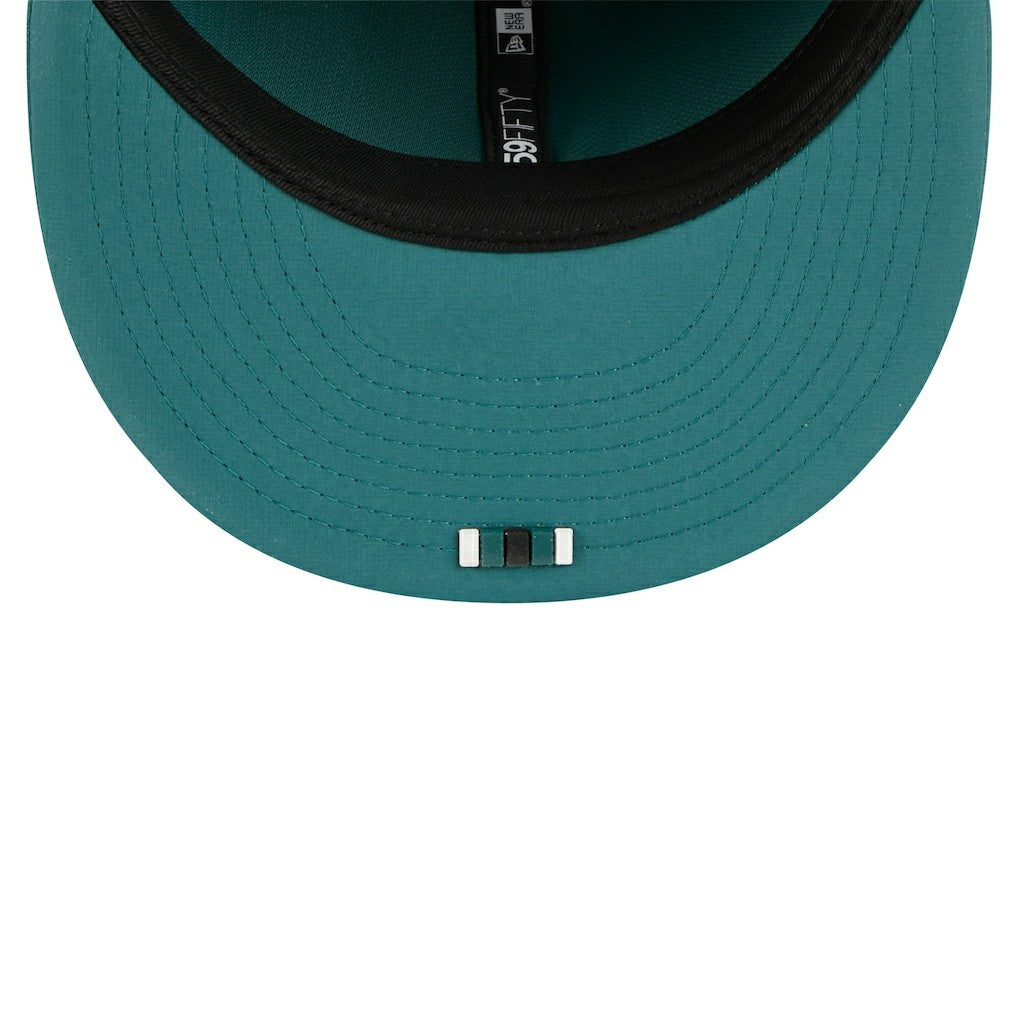 Philadelphia Eagles New Era 2025 Sideline 59FIFTY Fitted Hat - Midnight Green for sale