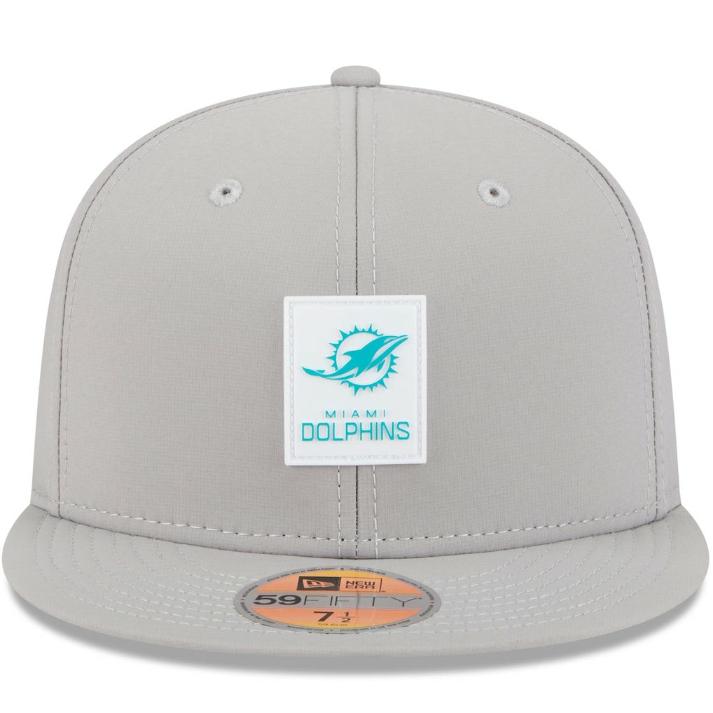 Miami Dolphins New Era 2025 Sideline 59FIFTY Fitted Hat - Gray on sale