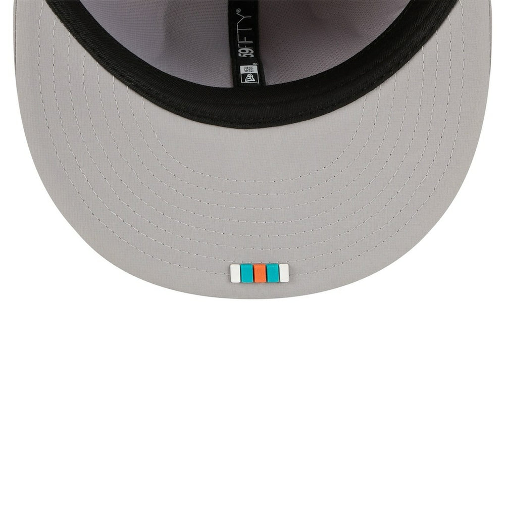 Miami Dolphins New Era 2025 Sideline 59FIFTY Fitted Hat - Gray on sale