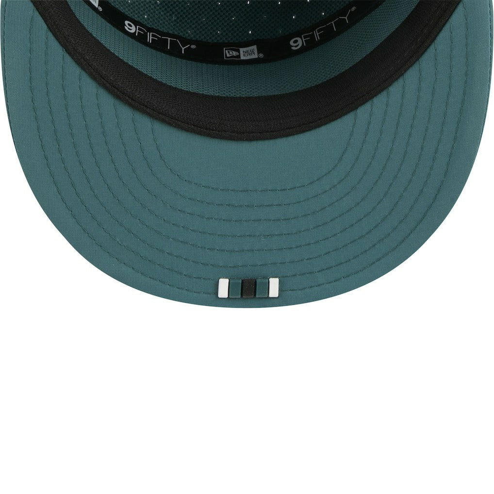Philadelphia Eagles New Era 2025 Sideline Split Panel 9FIFTY Snapback Hat - Midnight Green discount