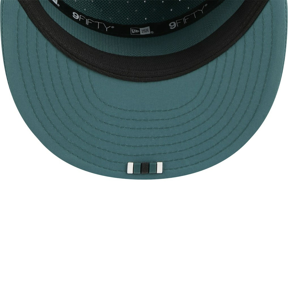 Philadelphia Eagles New Era 2025 Sideline Split Panel 9FIFTY Snapback Hat - Midnight Green discount
