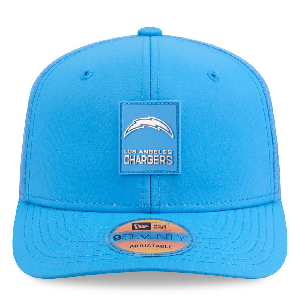 Los Angeles Chargers New Era 2025 Sideline 9SEVENTY Trucker Adjustable Hat - Powder Blue on sale