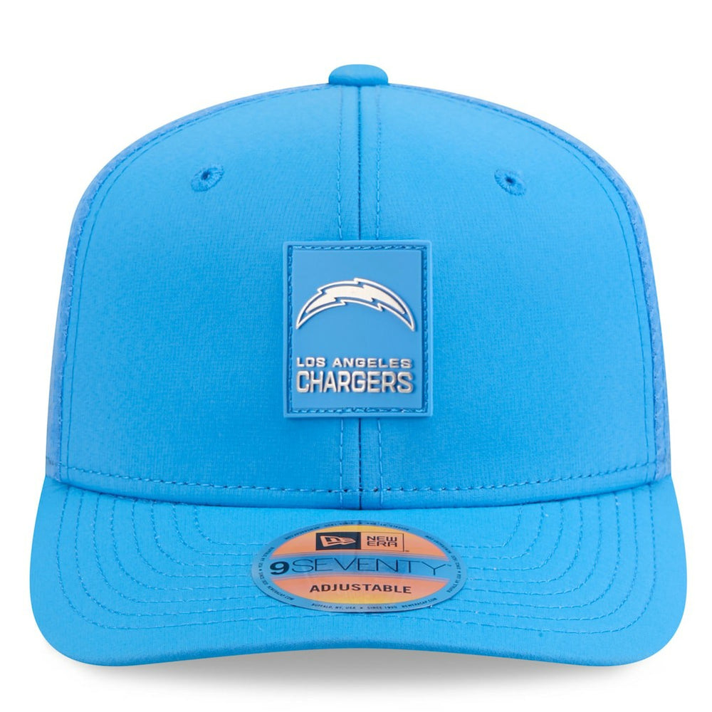 Los Angeles Chargers New Era 2025 Sideline 9SEVENTY Trucker Adjustable Hat - Powder Blue on sale