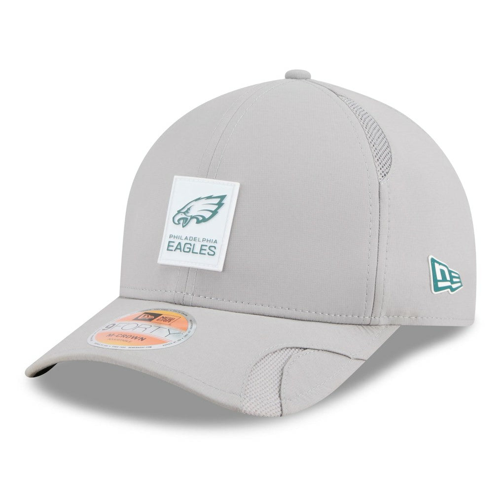 Philadelphia Eagles New Era 2025 Sideline M-Crown 9FORTY Adjustable Hat - Gray for sale