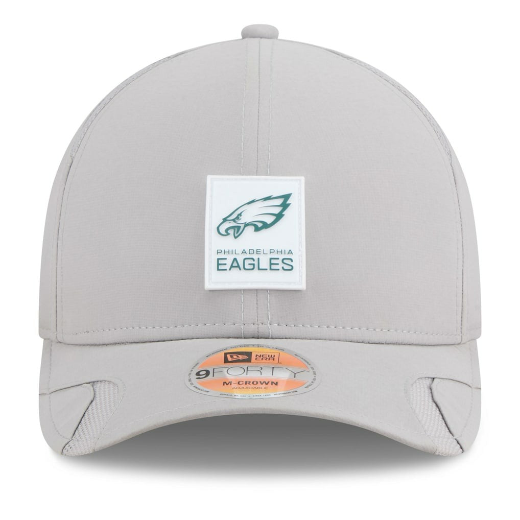 Philadelphia Eagles New Era 2025 Sideline M-Crown 9FORTY Adjustable Hat - Gray for sale