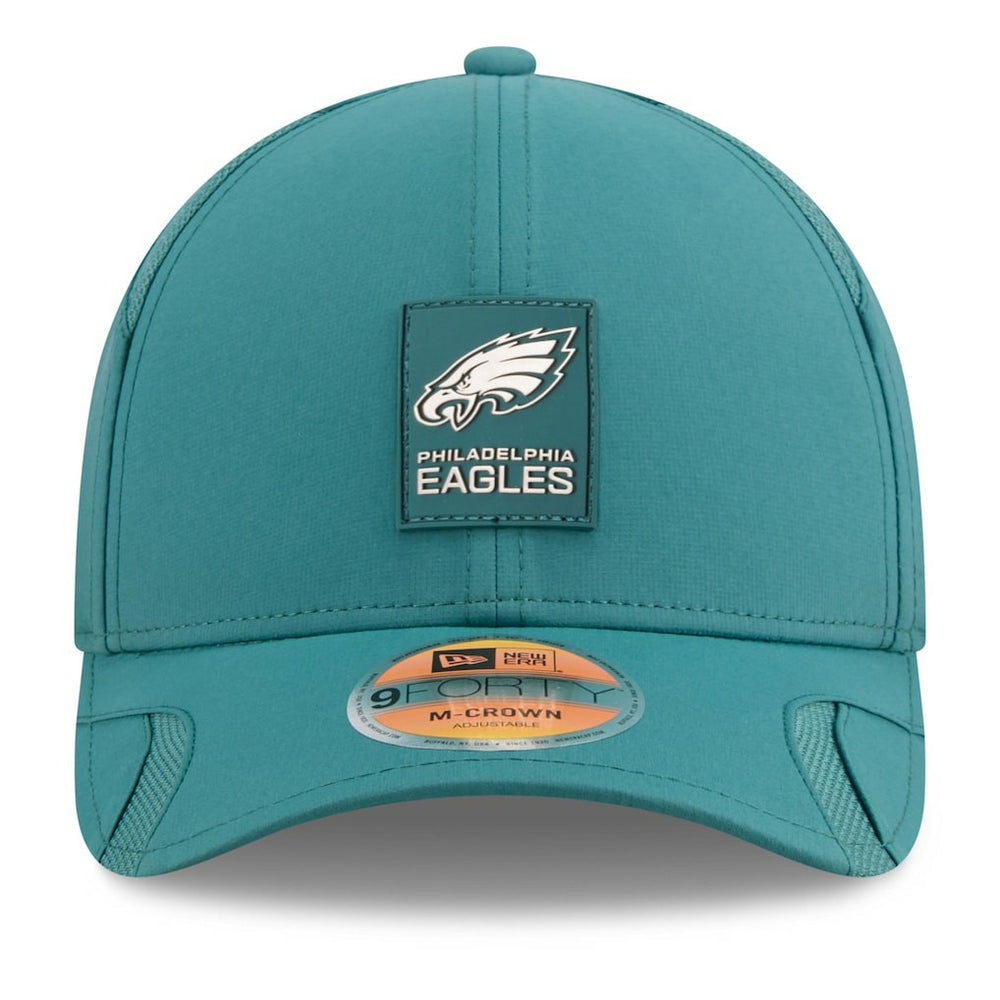 Philadelphia Eagles New Era Youth 2025 Sideline M-Crown 9FORTY Adjustable Hat - Midnight Green on sale