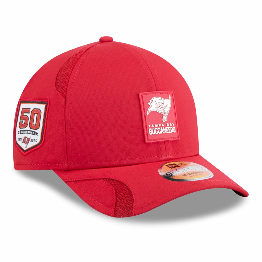 Tampa Bay Buccaneers New Era Youth 2025 Sideline M-Crown 9FORTY Adjustable Hat - Red cheap