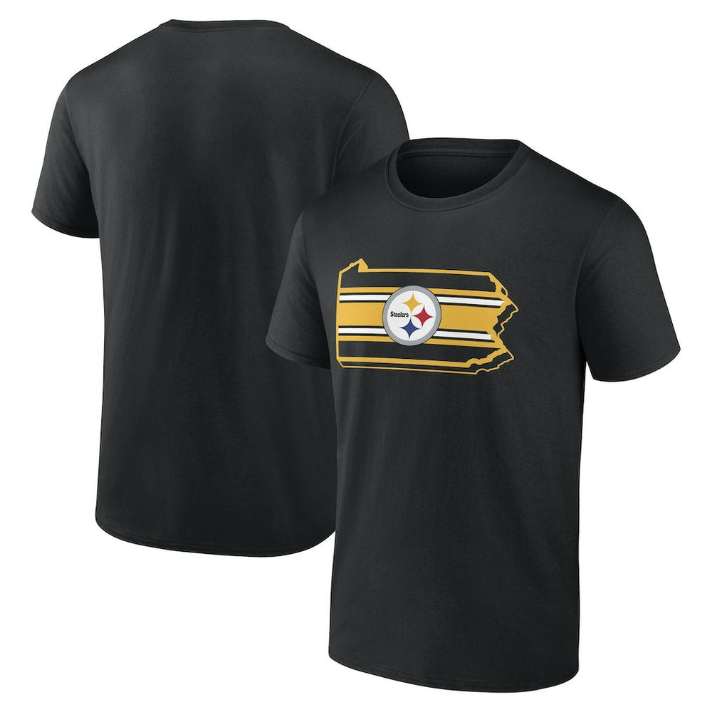 Pittsburgh Steelers State Outline T-Shirt - Black discount