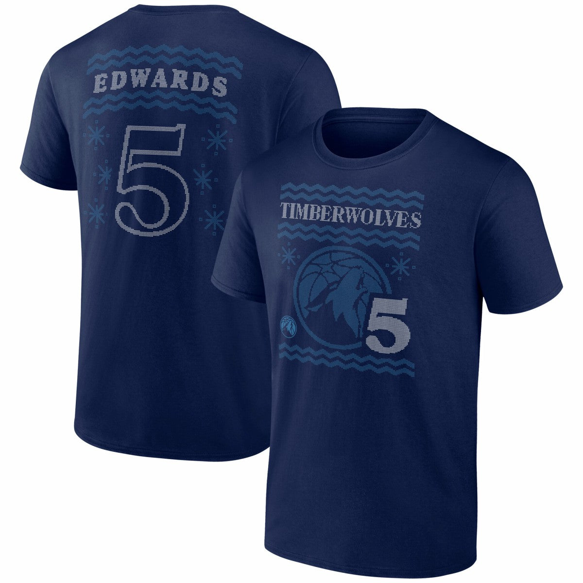 Anthony Edwards Minnesota Timberwolves Ugly Sweater Name & Number T-Shirt - Navy on sale