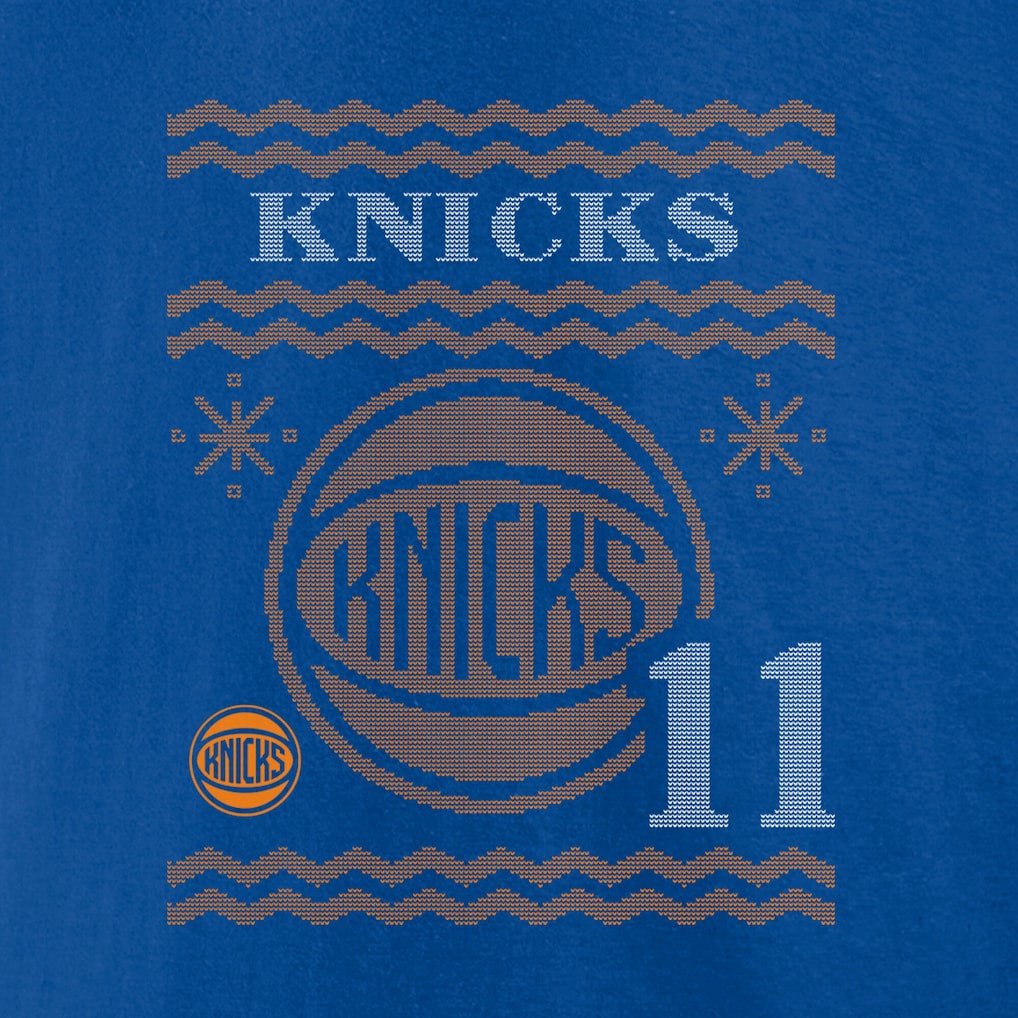 Jalen Brunson New York Knicks Ugly Sweater Name & Number T-Shirt - Blue outlet