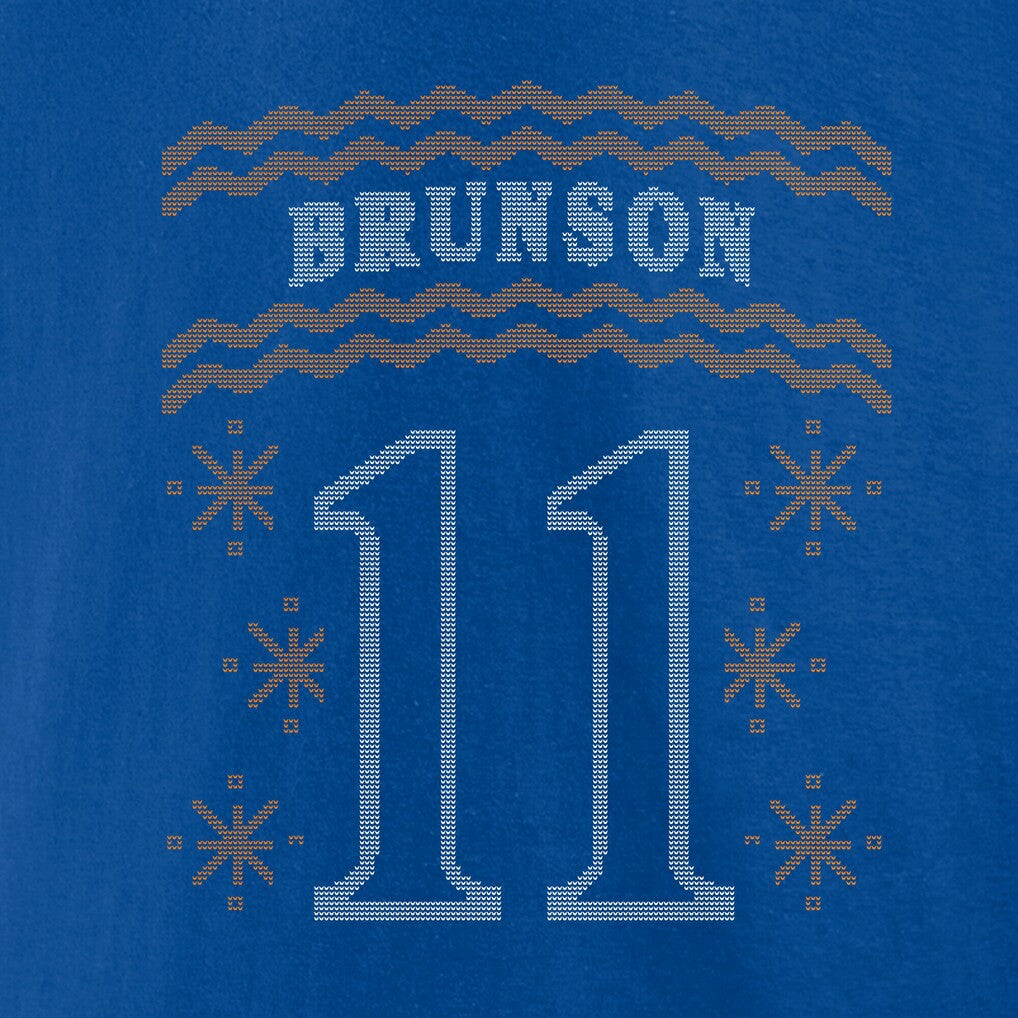 Jalen Brunson New York Knicks Ugly Sweater Name & Number T-Shirt - Blue outlet