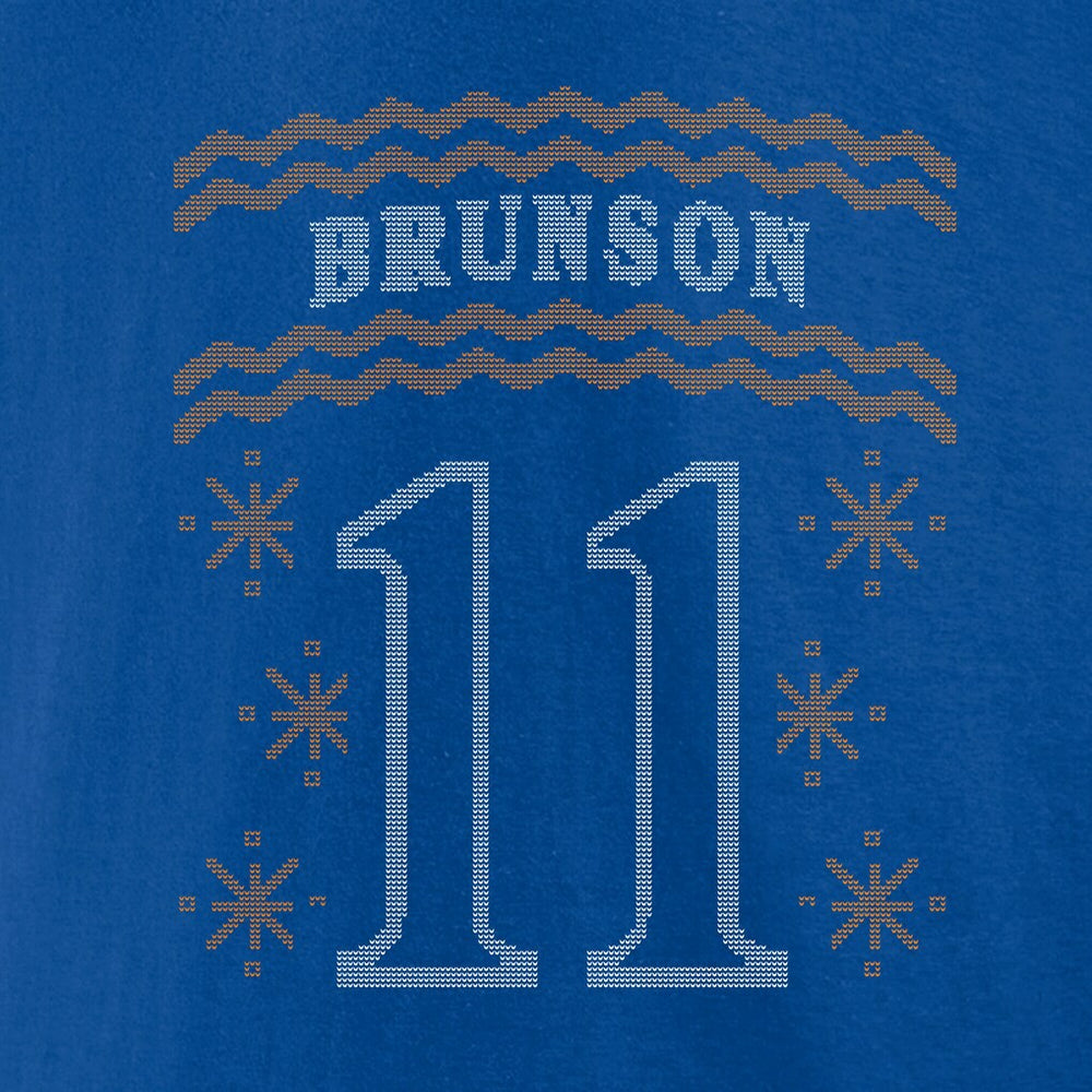 Jalen Brunson New York Knicks Ugly Sweater Name & Number T-Shirt - Blue outlet