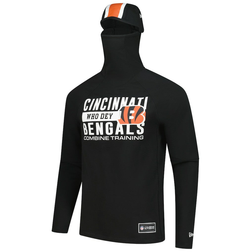 Cincinnati Bengals New Era Functional Fandom Balaclava Helmet Stripe Tri-Blend Hoodie - Black outlet
