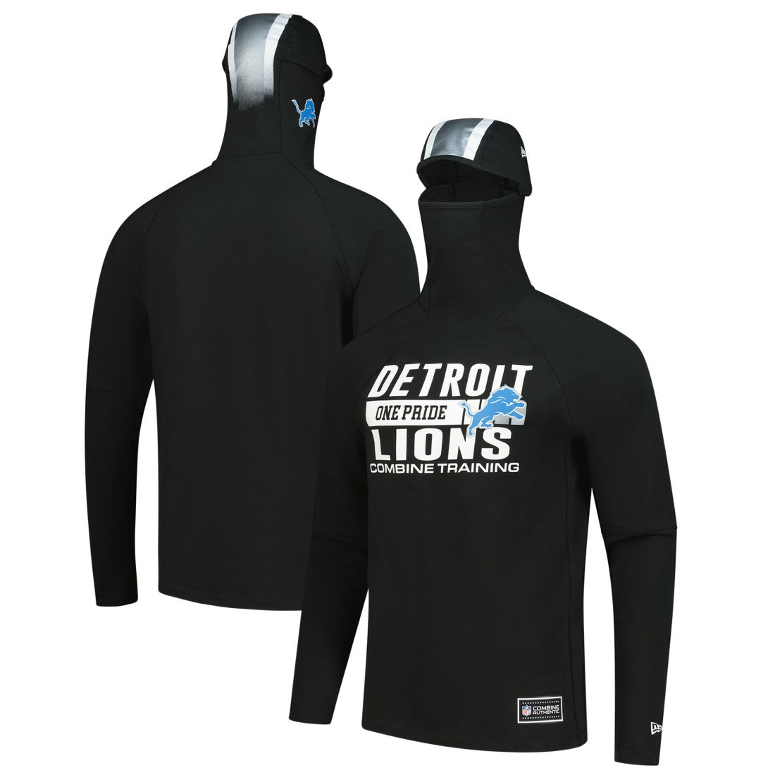 Detroit Lions New Era Functional Fandom Balaclava Helmet Stripe Tri-Blend Hoodie - Black for sale